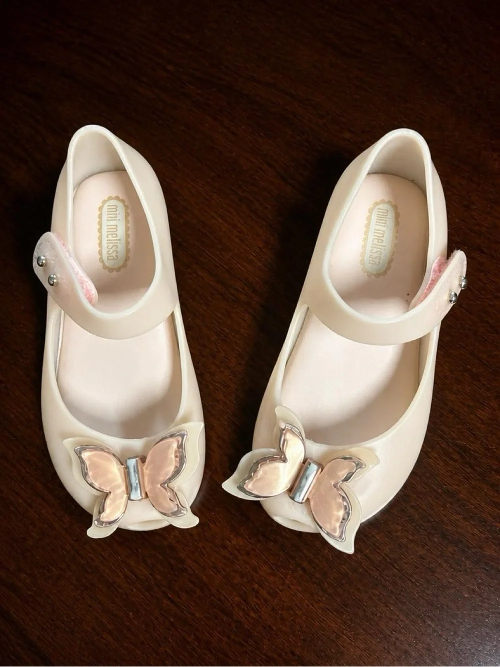 Mini Melissa Butterfly Mary Jane Jelly Flats Cream Toddler US 8